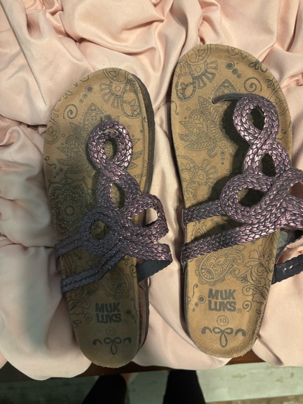 Muk Luks Women's Braided Lavender Slide Sandals
